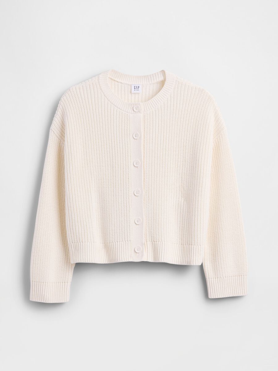 White Cotton Cardigan for Girls_3