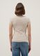 Beige fitted stretch-cotton T-shirt with square neckline_3