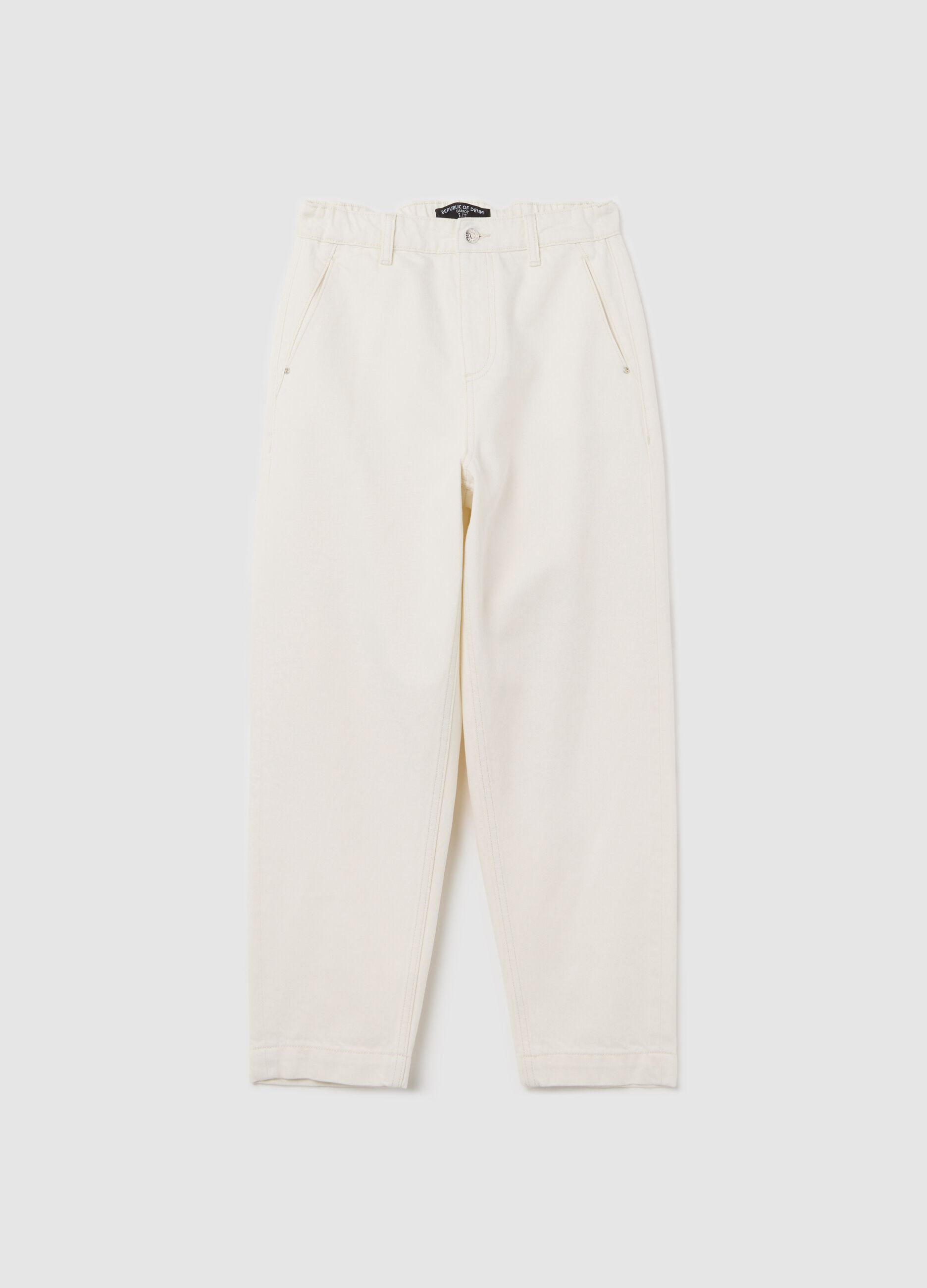 White carrot-fit jeans in cotton