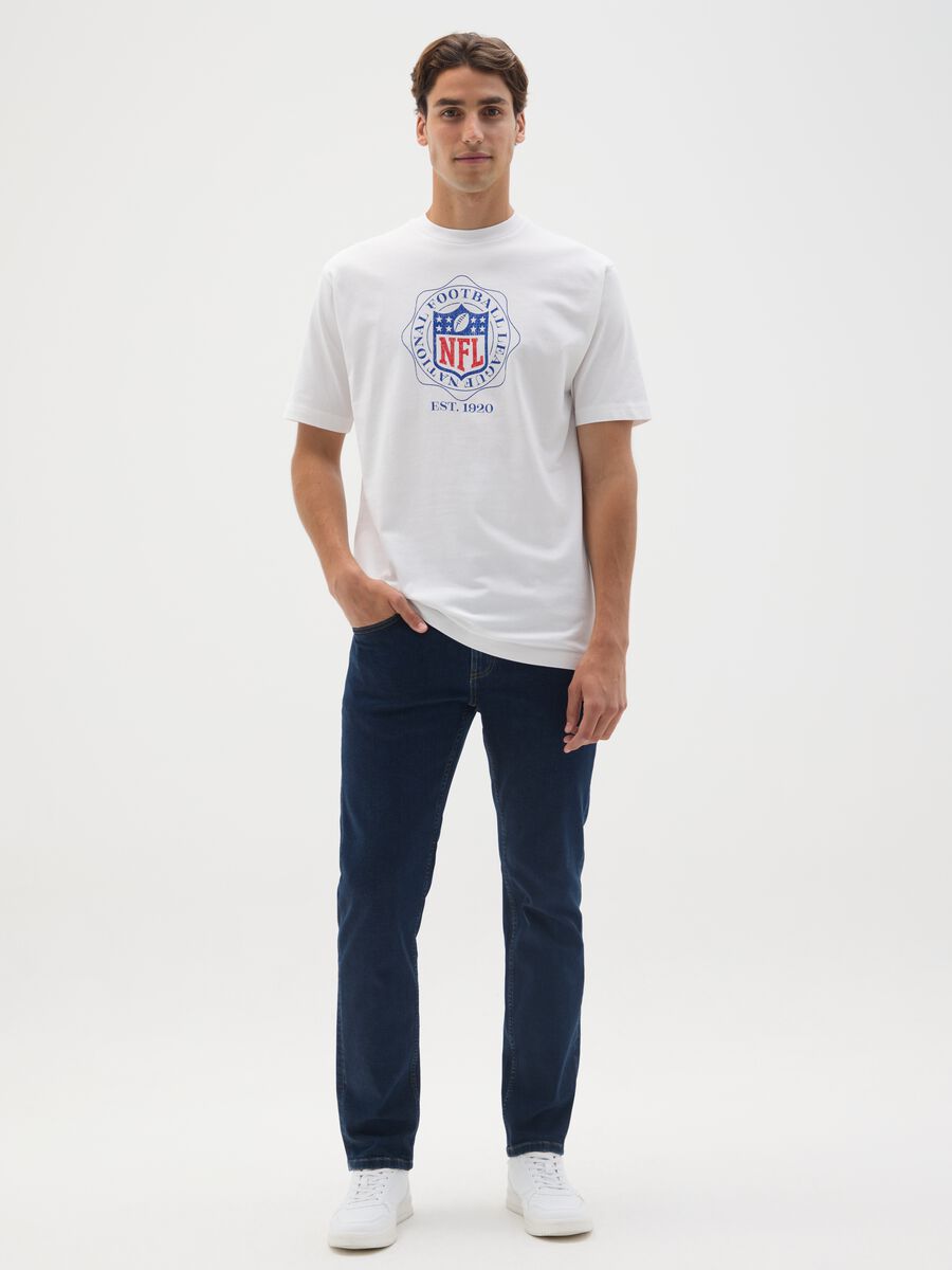 White Pure Cotton T-shirt with NFL logo_1