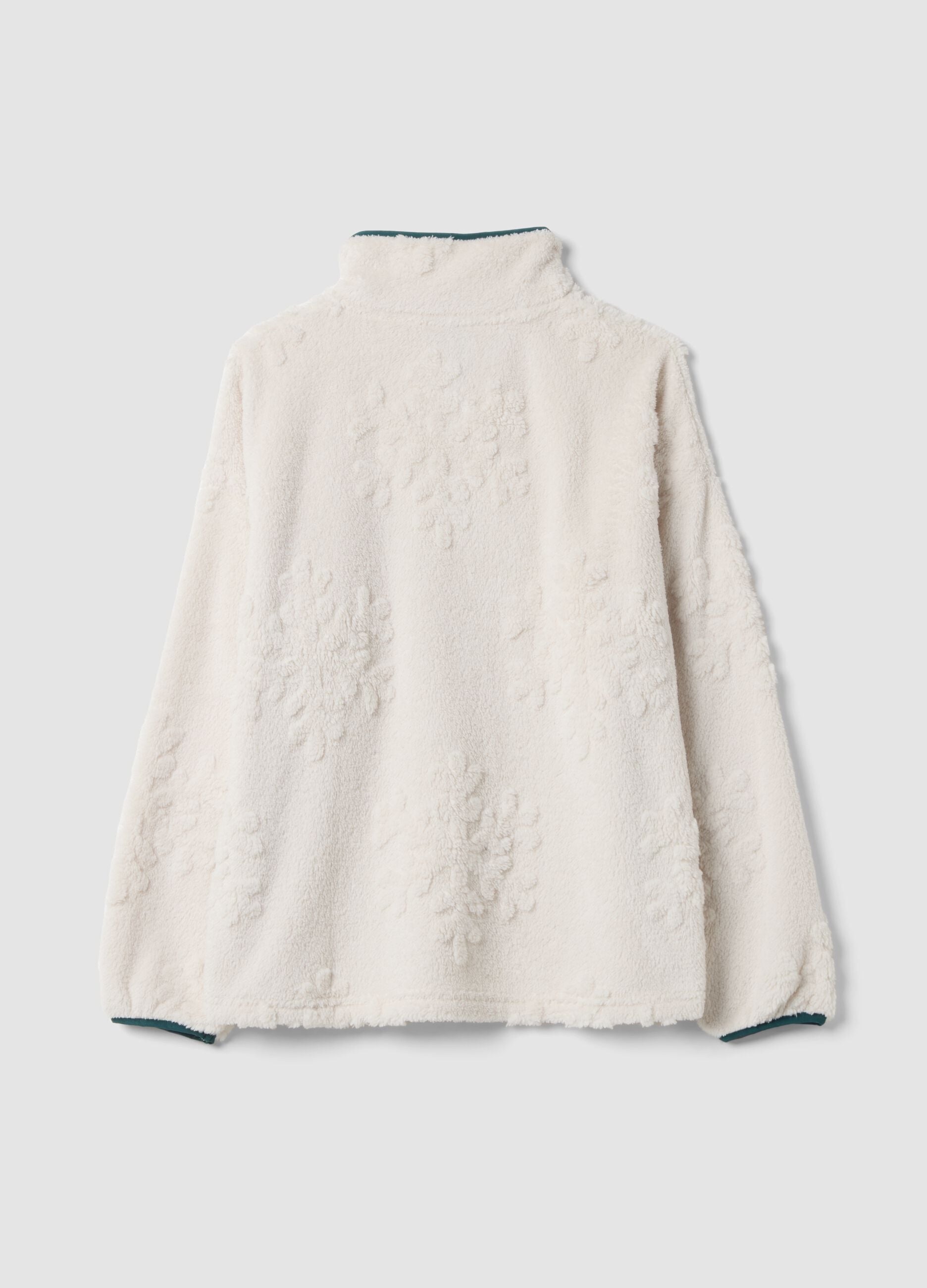 White long-sleeved half-zip pyjama top