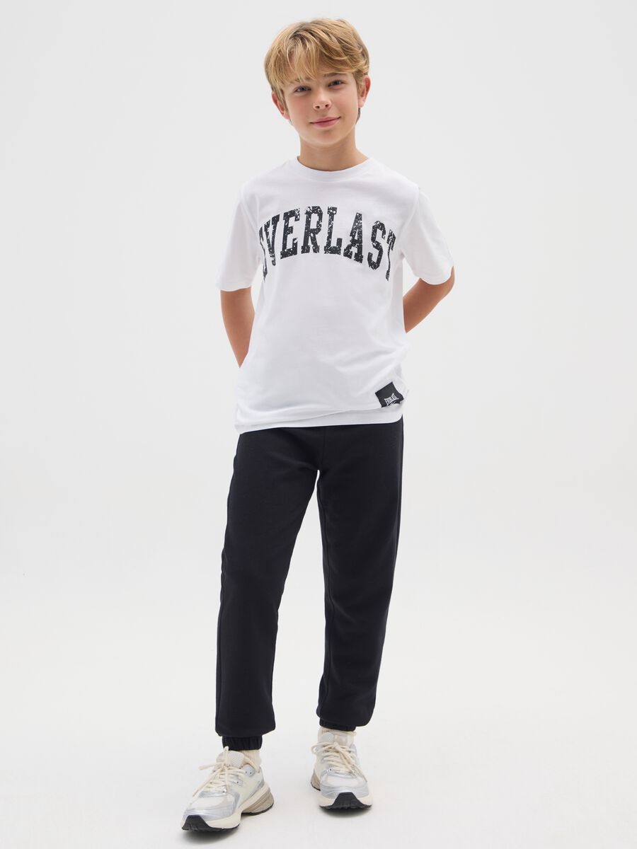 Pantaloni jogger da ragazzo in puro cotone nero _0
