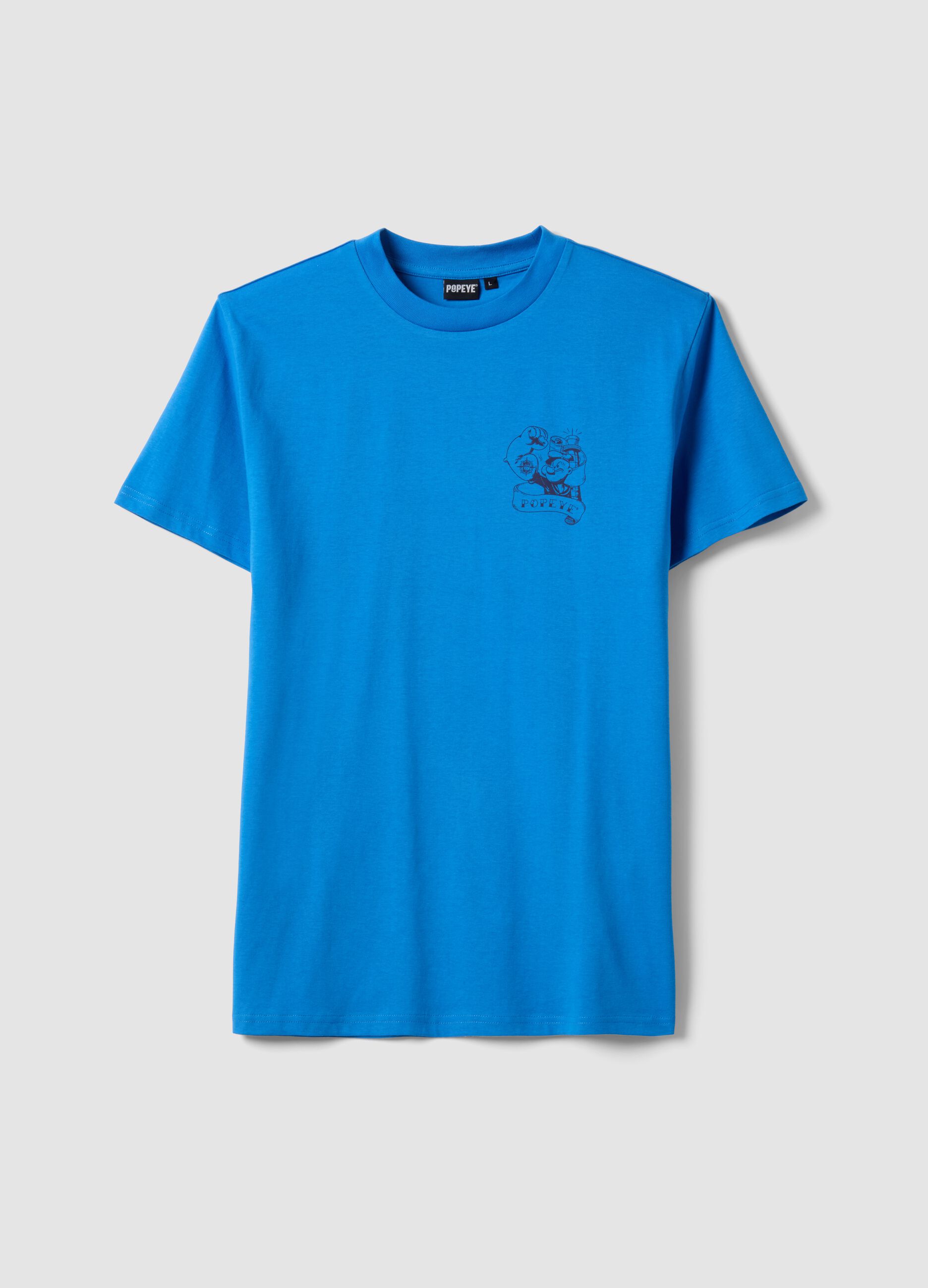 Blue pure cotton regular fit T-shirt with Popeye print