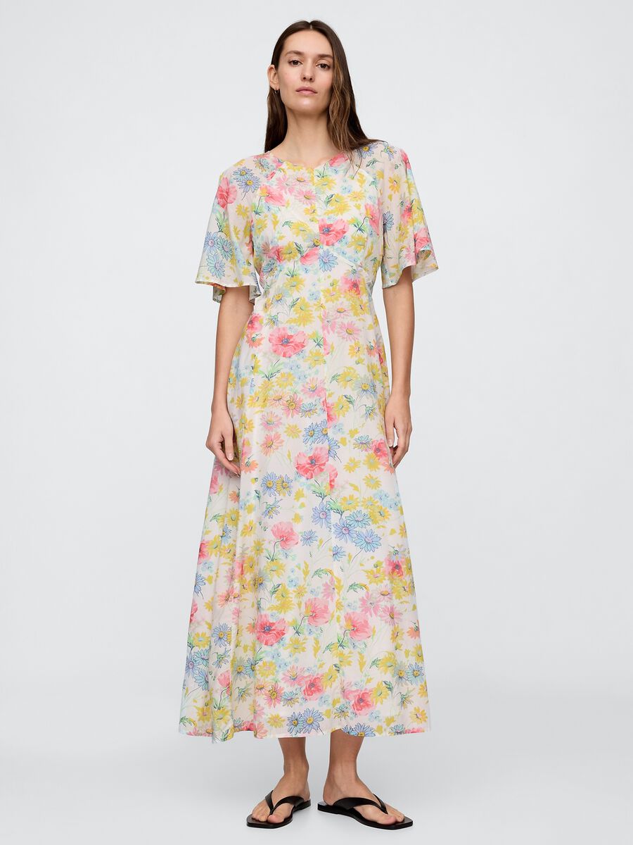 Gap multicoloured floral long dress in viscose and cotton blend_0