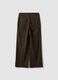Pantaloni marroni wide leg in viscosa elasticizzata a quadri_6