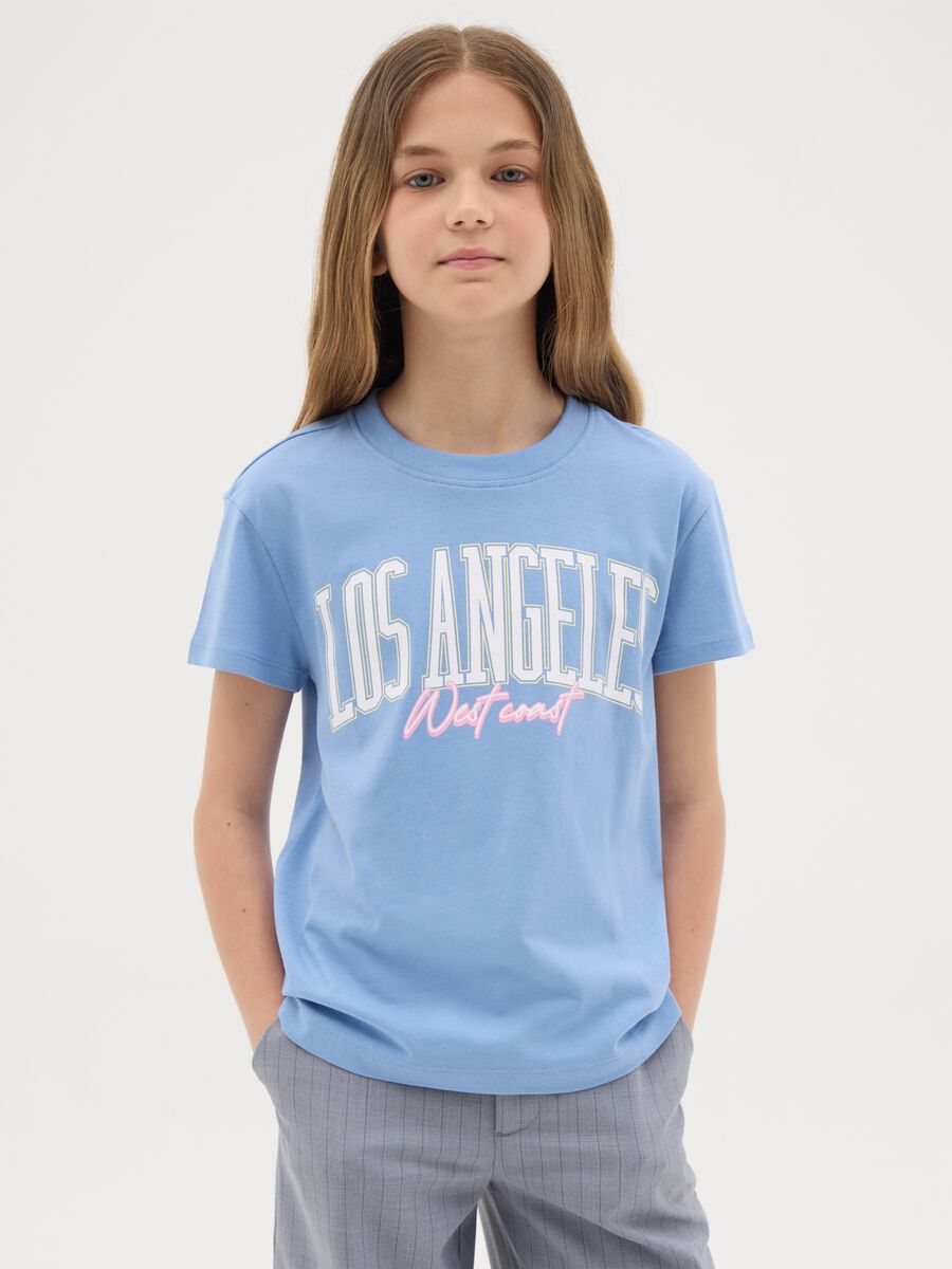 Black cotton T-shirt with lettering print_0