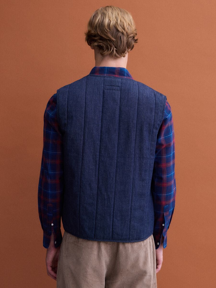 Blue gilet in a cotton, lyocell and viscose blend_3
