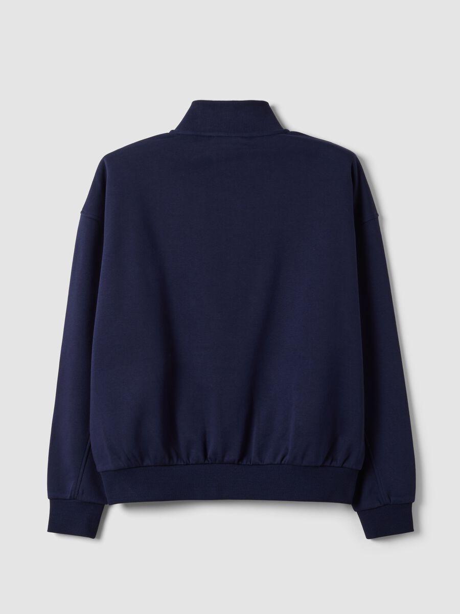 Blue half-zip cotton-blend sweatshirt with front lettering, regular fit_6
