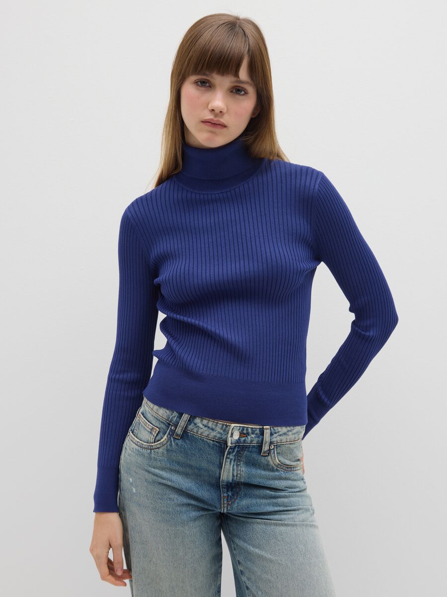 Dolcevita blu navy in misto viscosa_0