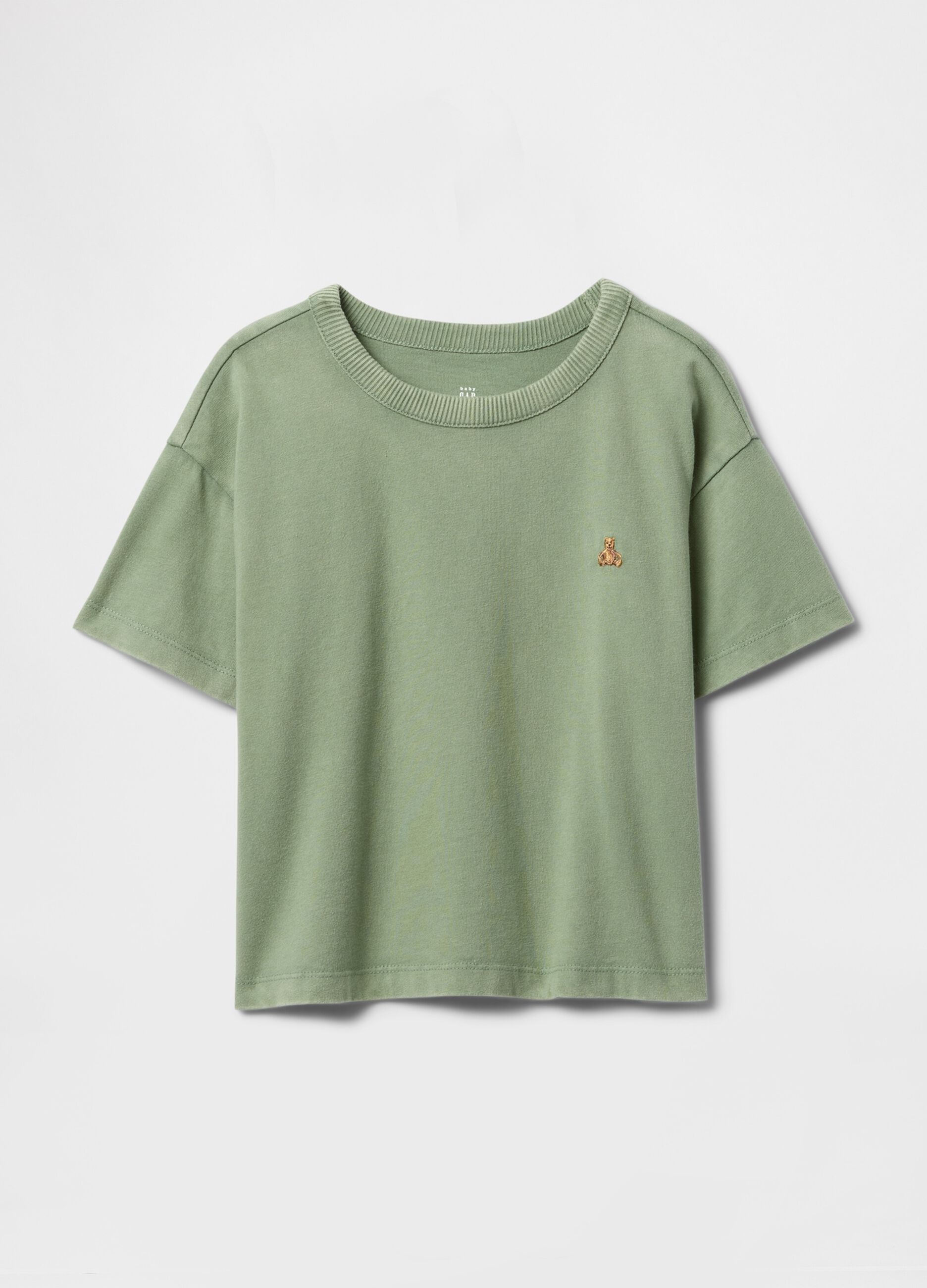 Green Cropped T-shirt with Embroidery
