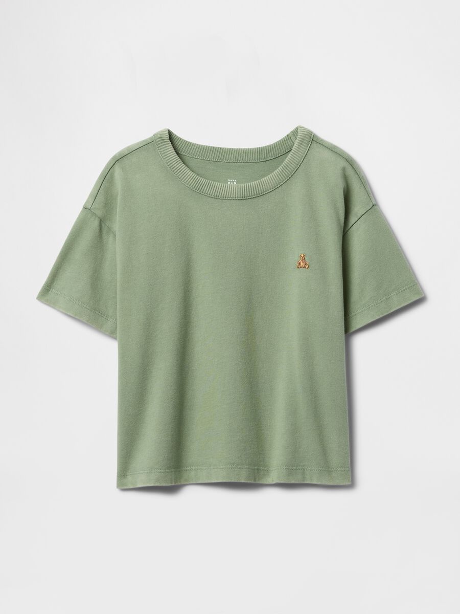 Green Cropped T-shirt with Embroidery_1