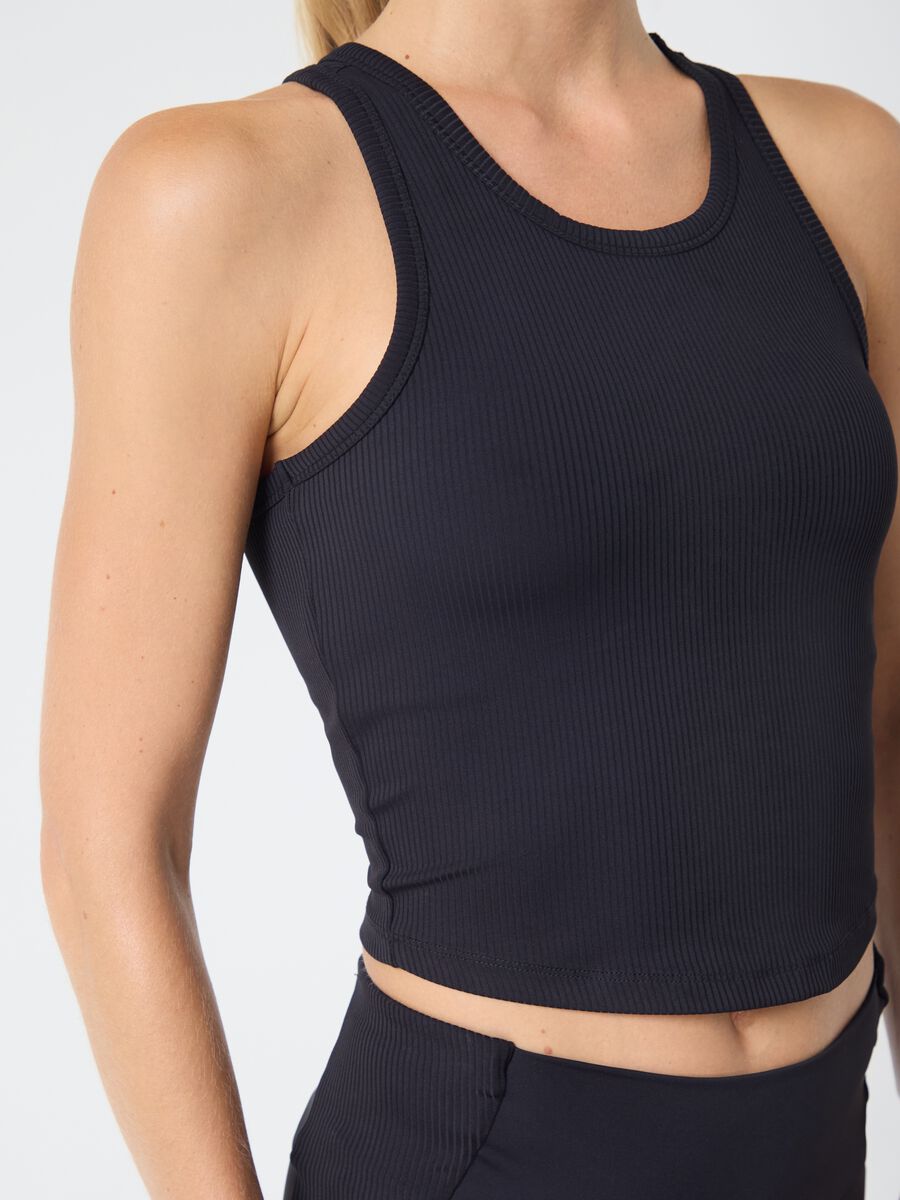 Ribbed Technical Fabric Crop Tank Top ALTAVIA STUDIO_3
