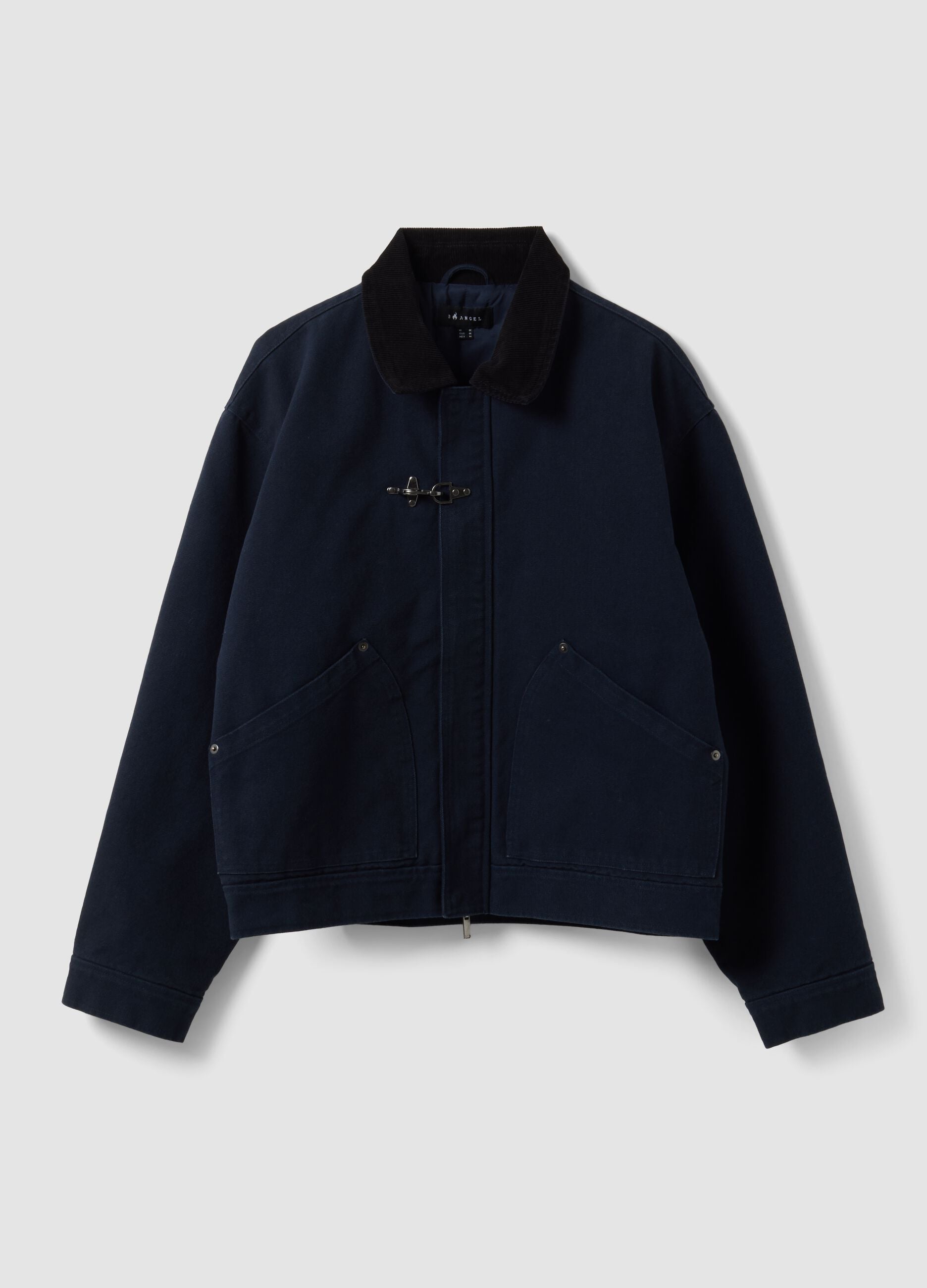 Blue cropped pure cotton padded jacket, oversized fit