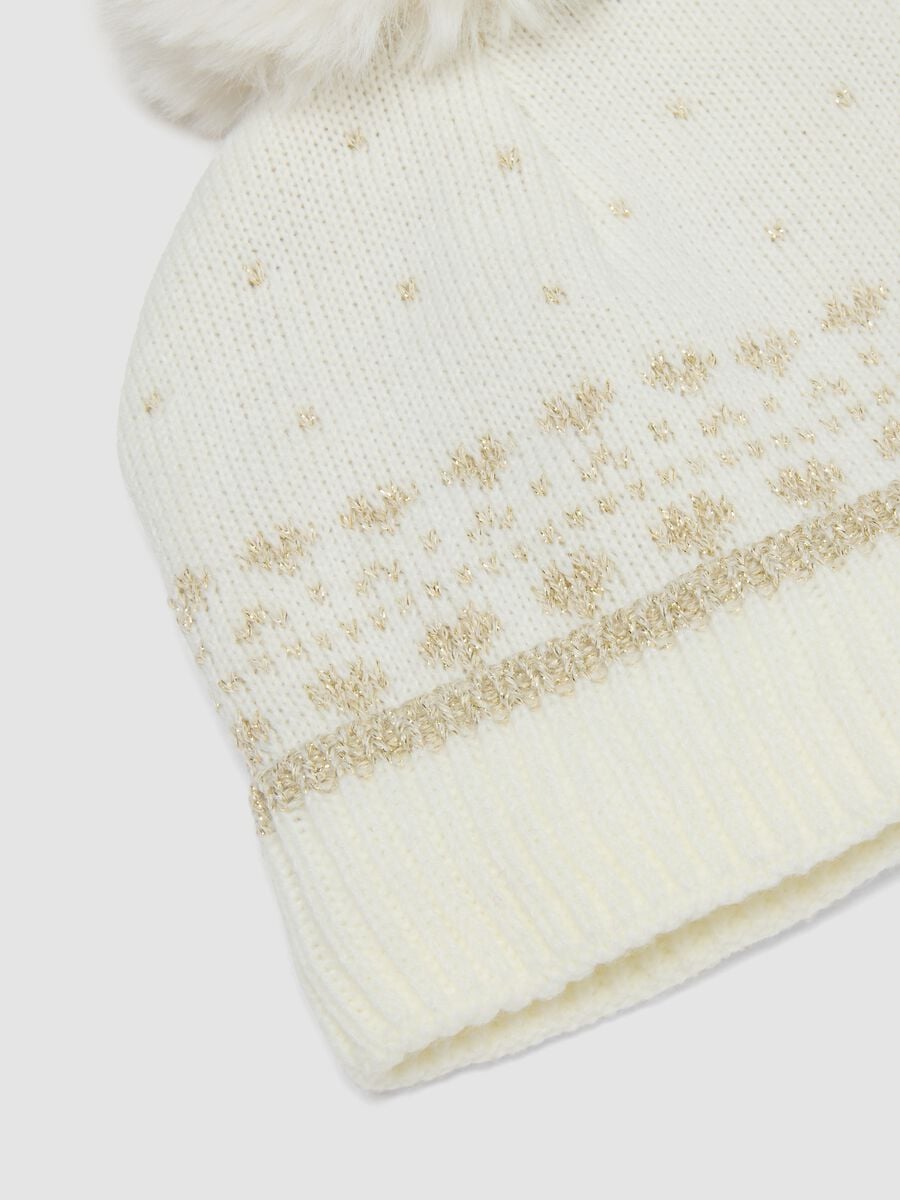 Set cappello e scaldacollo bianco jacquard_2