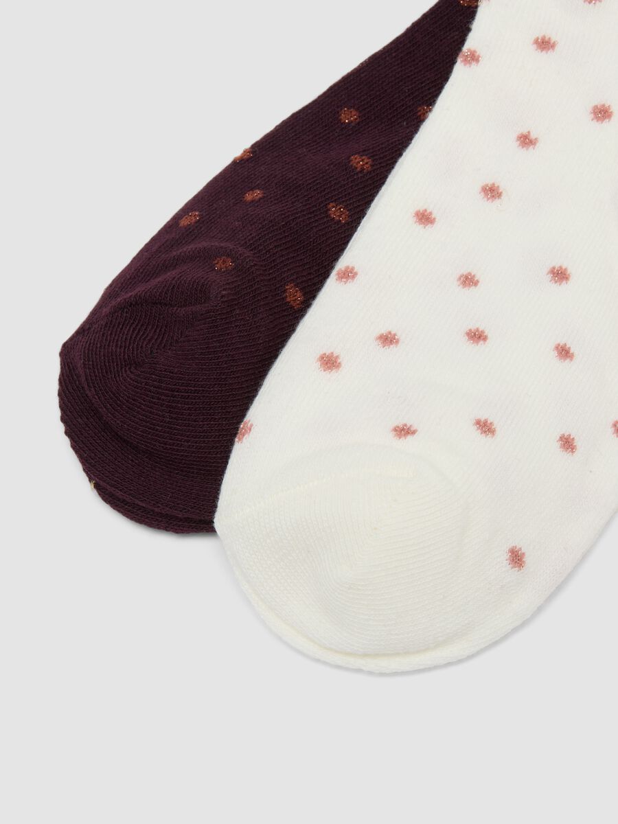 Tripack di calzini corti multicolor in cotone organico elasticizzato a pois_2