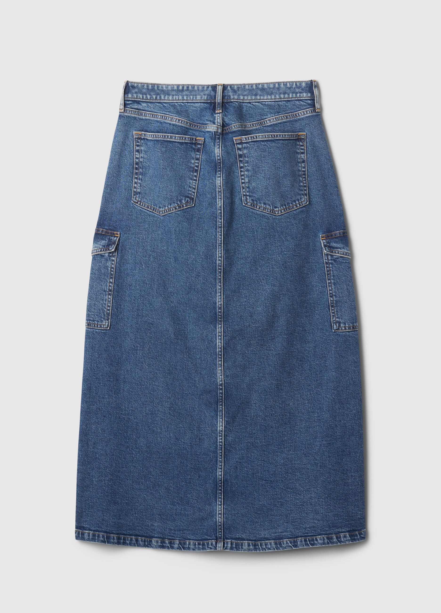Gonna lunga cargo in denim