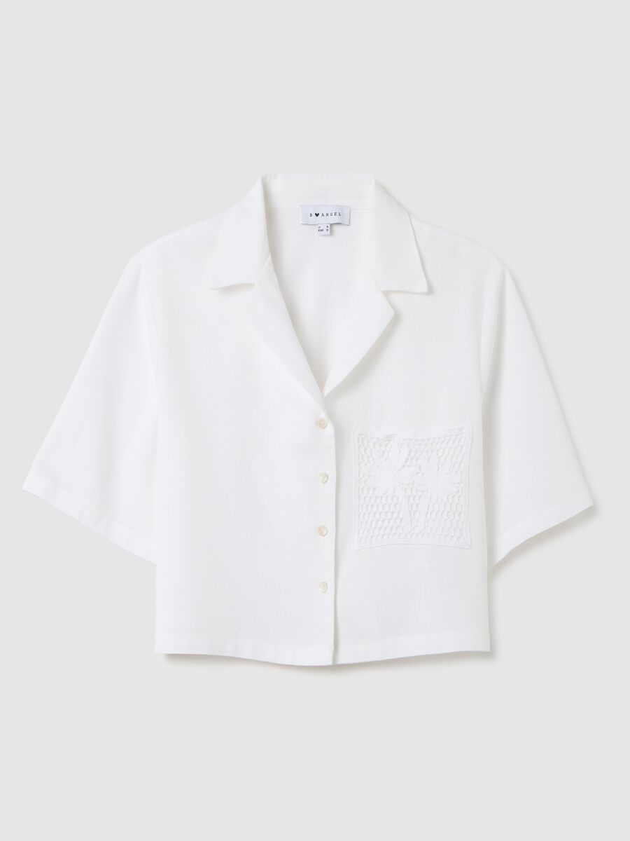 Women's white short shirt regular fit with lace details_4