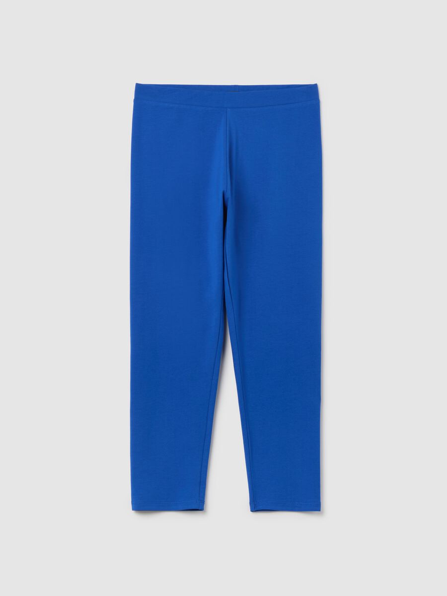 Women's blue regular fit stretch cotton leggings_0