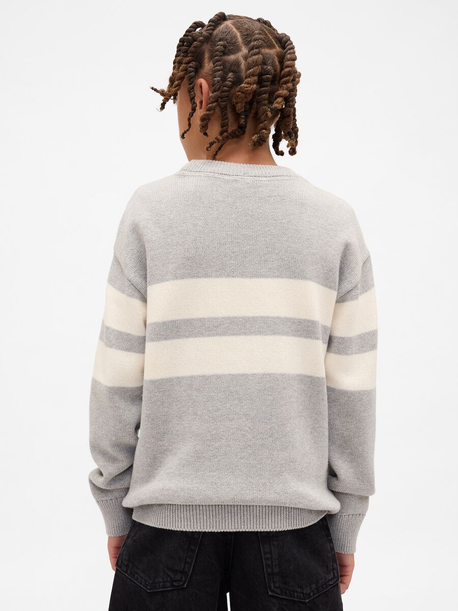 Grey cotton striped jumper for kids_2