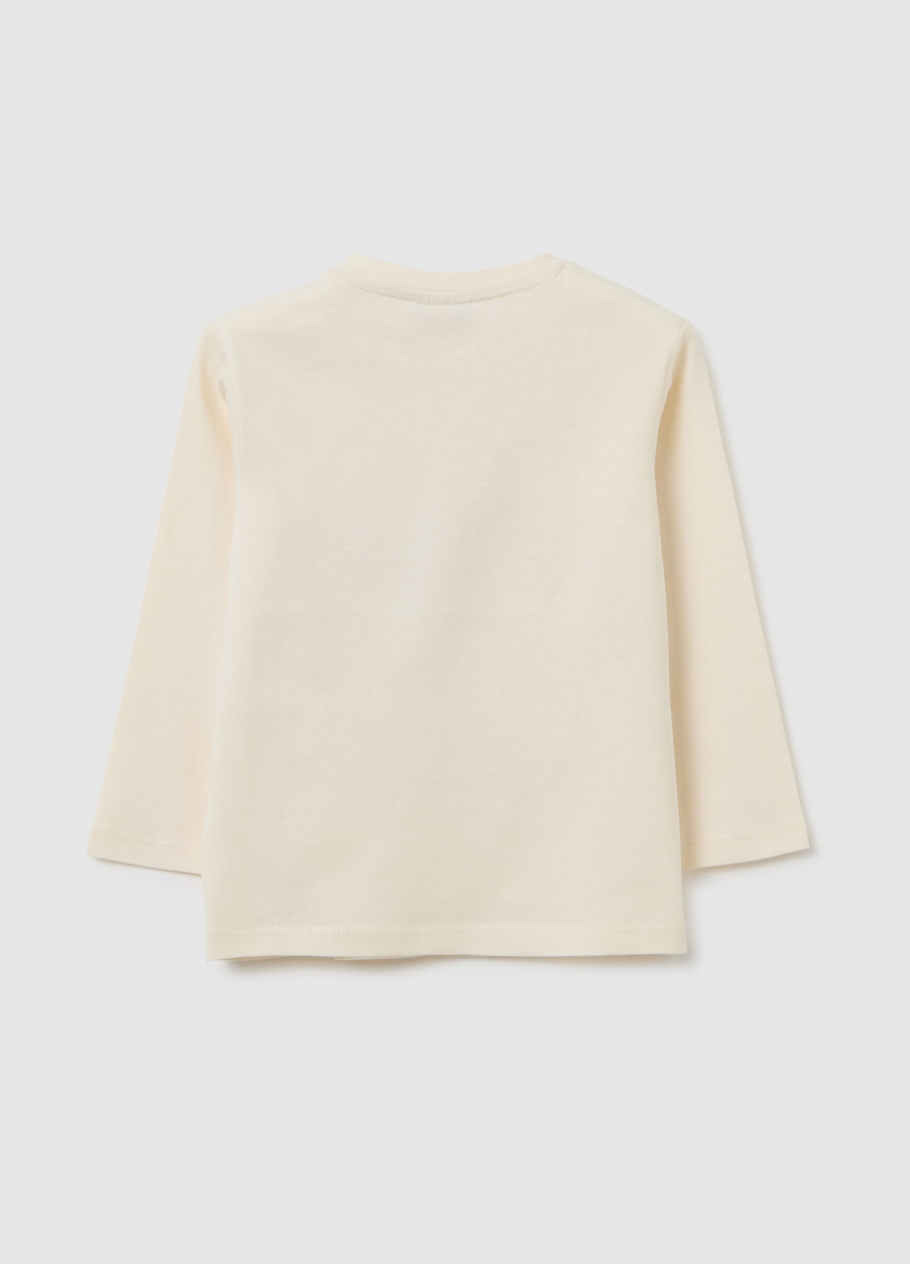 Children's beige pure cotton regular fit t-shirt