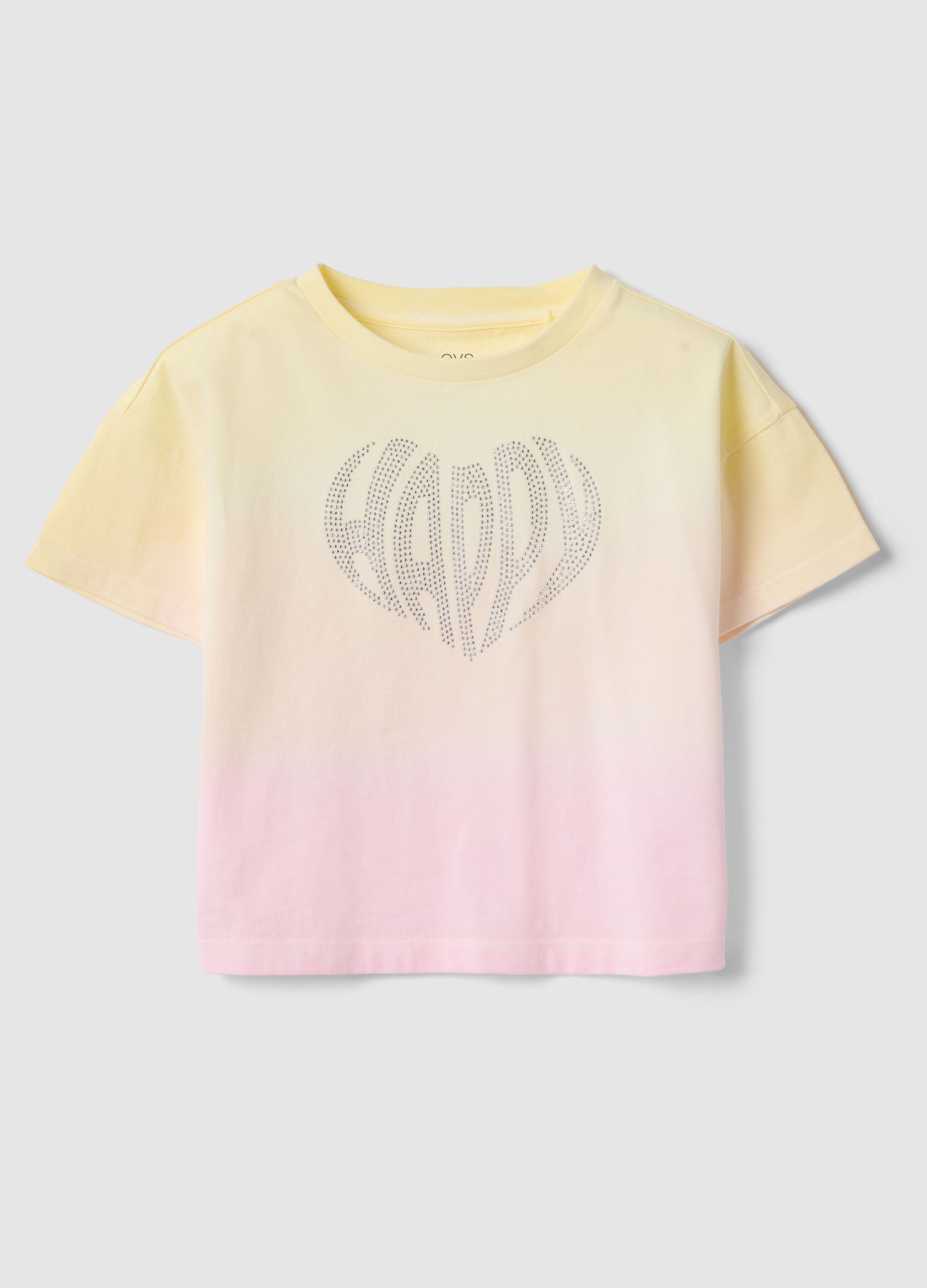 Multicolour pure cotton t-shirt with lettering for girls