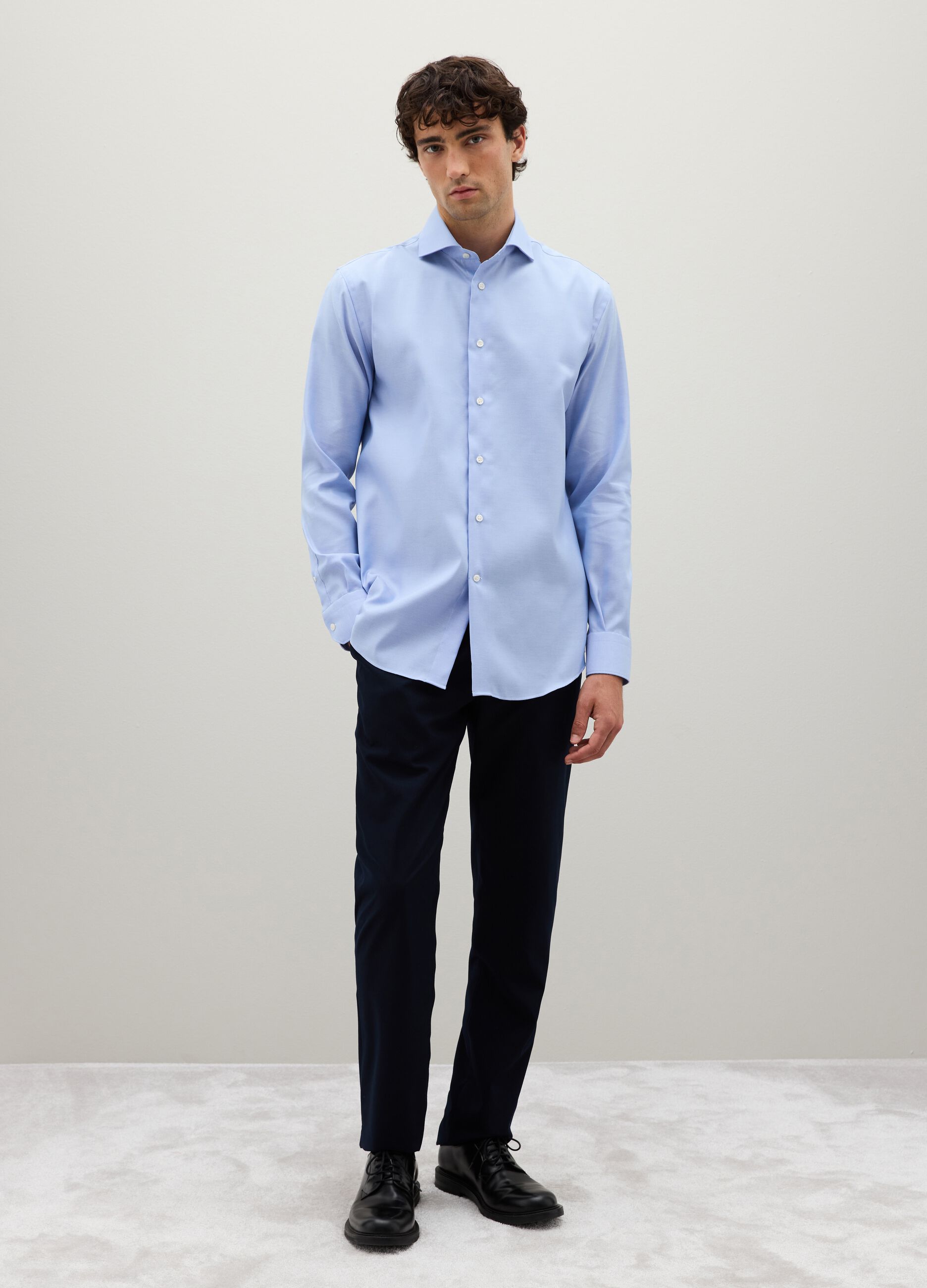 Regular fit azure pure cotton shirt