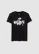 T-shirt in puro cotone nero da ragazzo regular fit con scritta_3