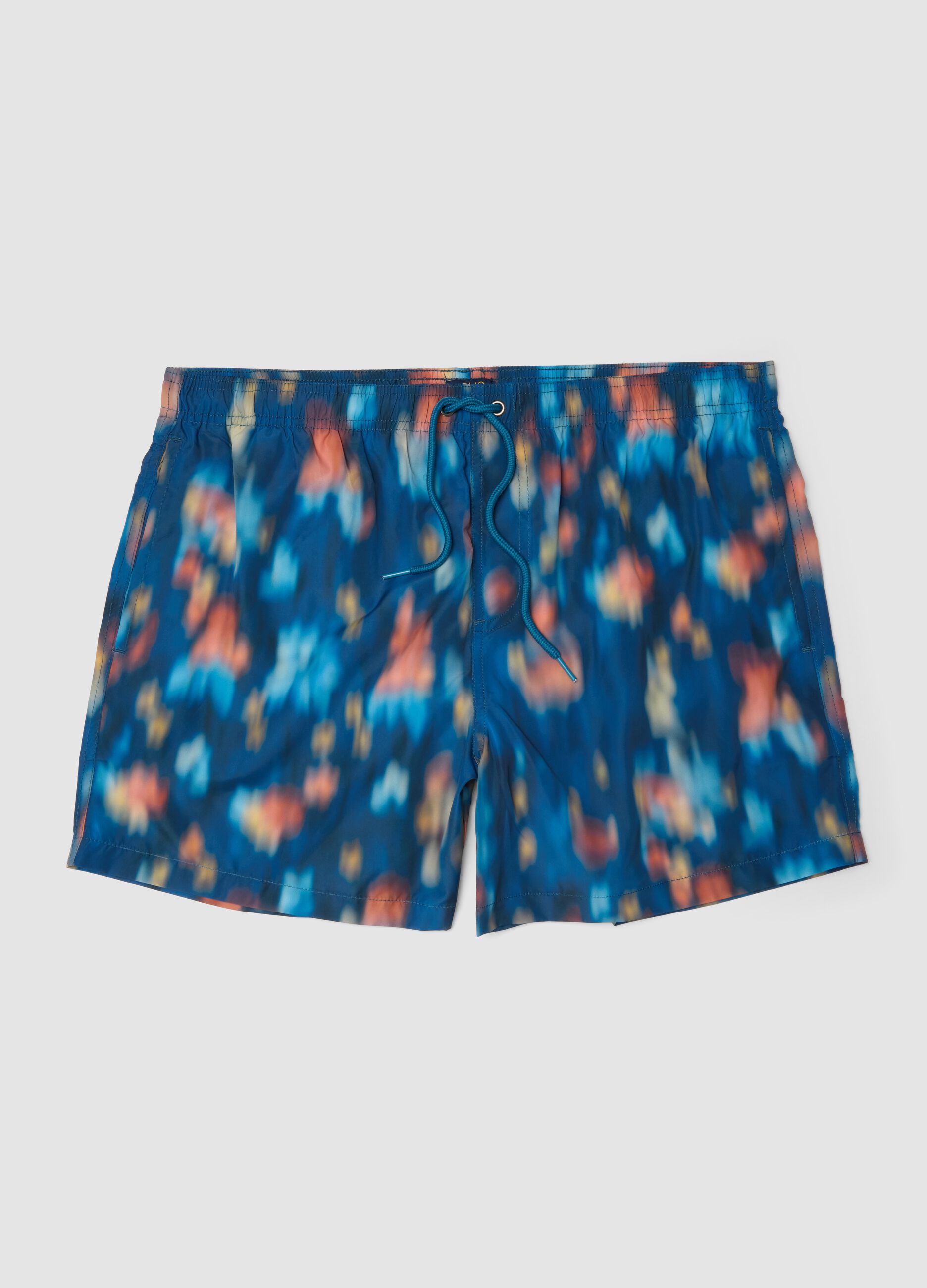 Costume boxer blu con stampa sfumata multicolor