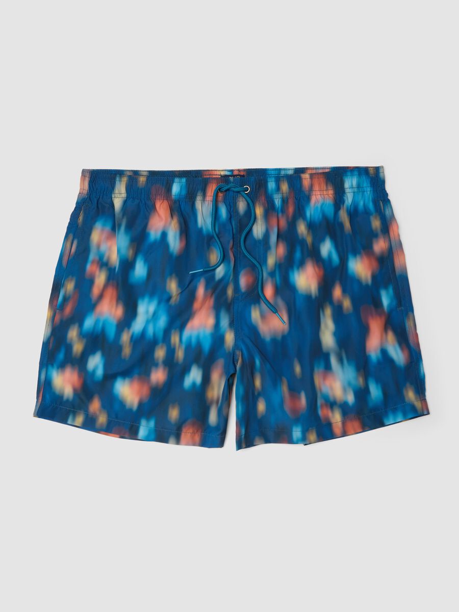 Costume boxer blu con stampa sfumata multicolor_0