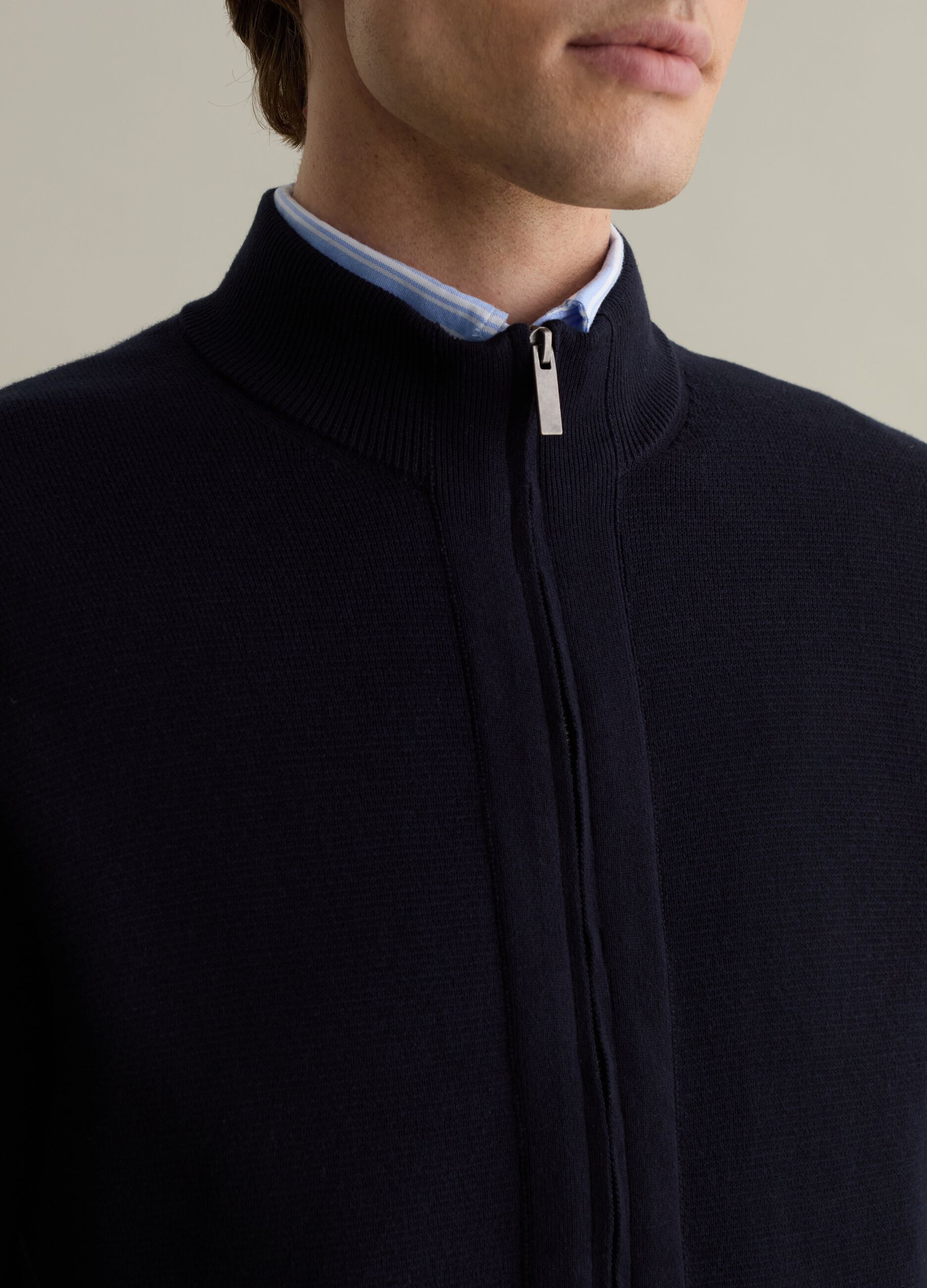 Cardigan full-zip a collo alto
