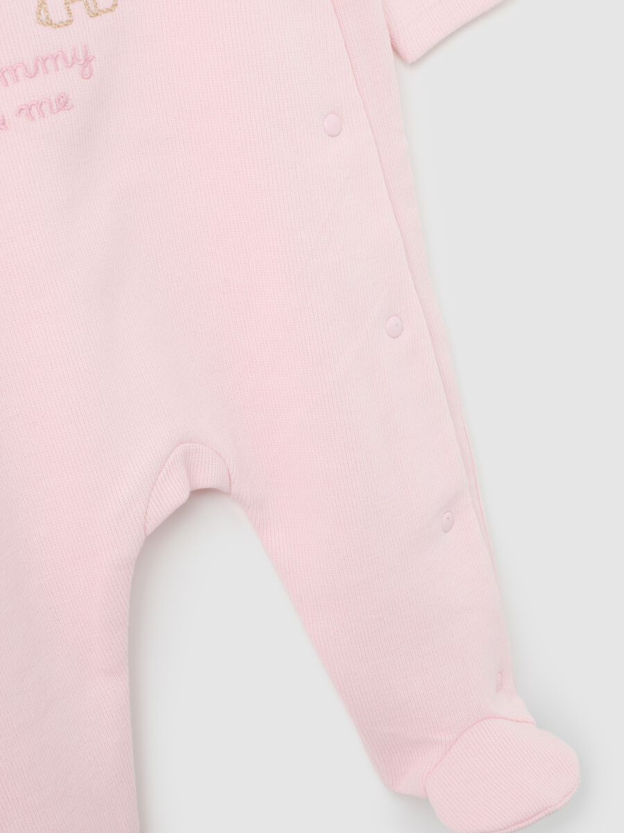 Baby sleepsuit in pure pink cotton with lions_3