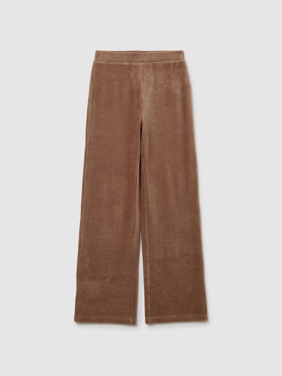Pantaloni in cotone elasticizzato marroni wide leg_4