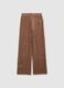 Brown wide-leg stretch cotton trousers_4