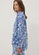 Blue and white organic cotton kaftan with tropical print_0