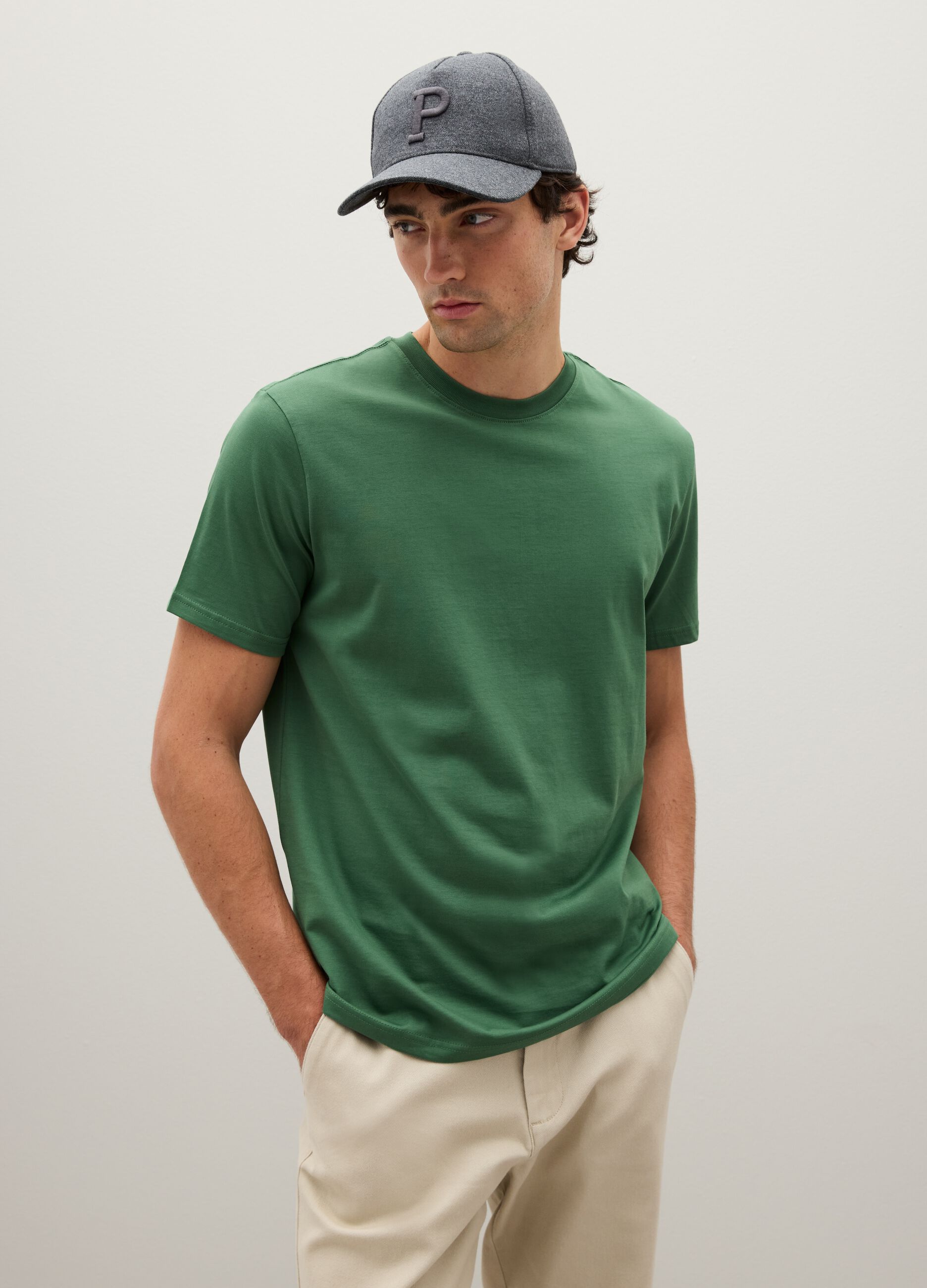 Green pure cotton T-shirt