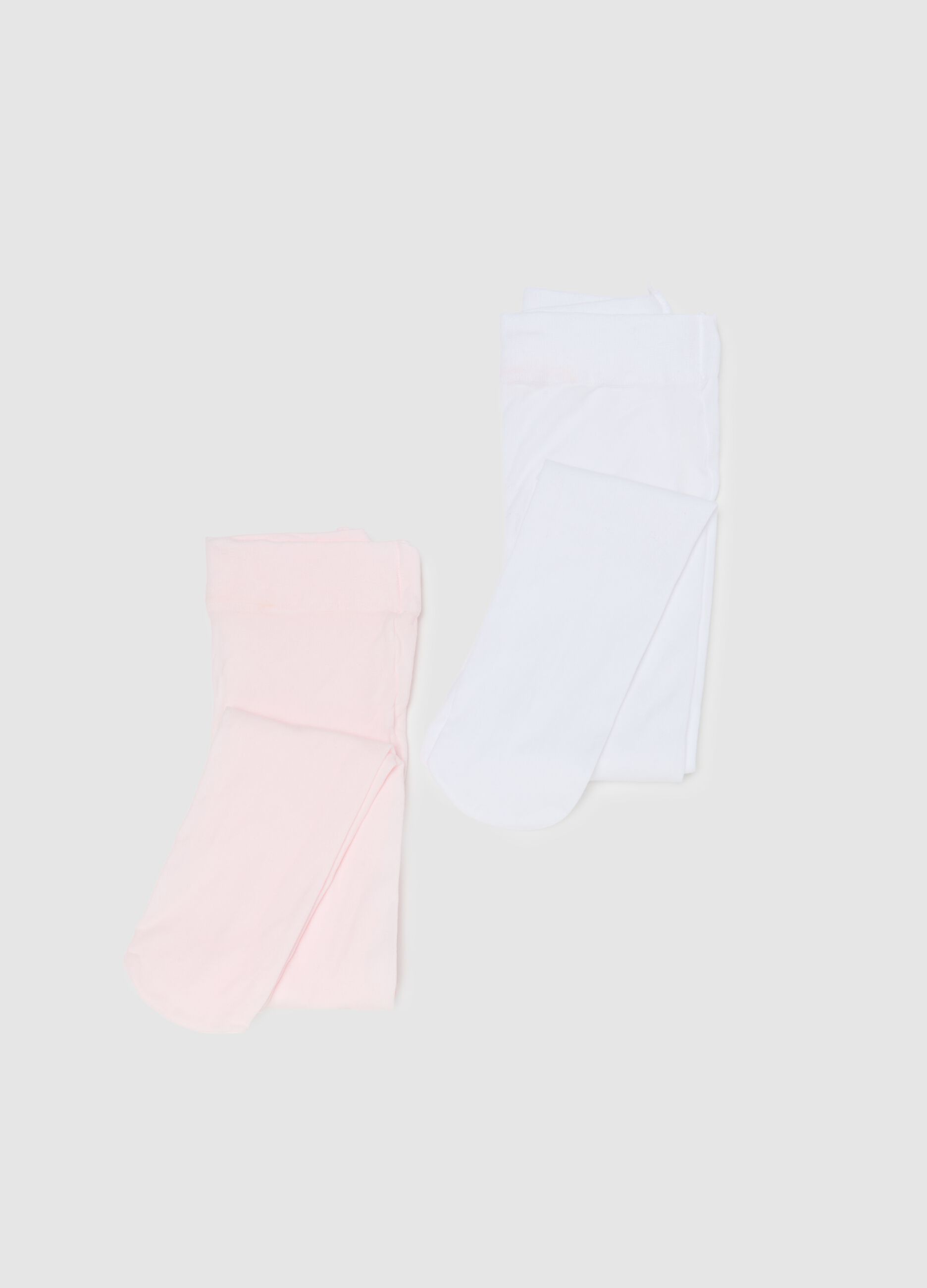 Pink and white tights twin-pack for girls