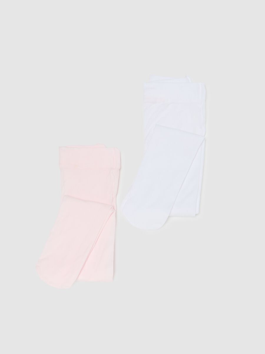 Pink and white tights twin-pack for girls_0