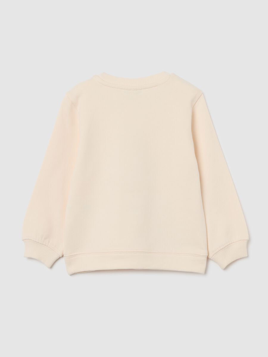 Girl's beige pure cotton sweatshirt, regular fit with print_1