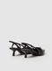 Black genuine leather slingback shoes with strap_2