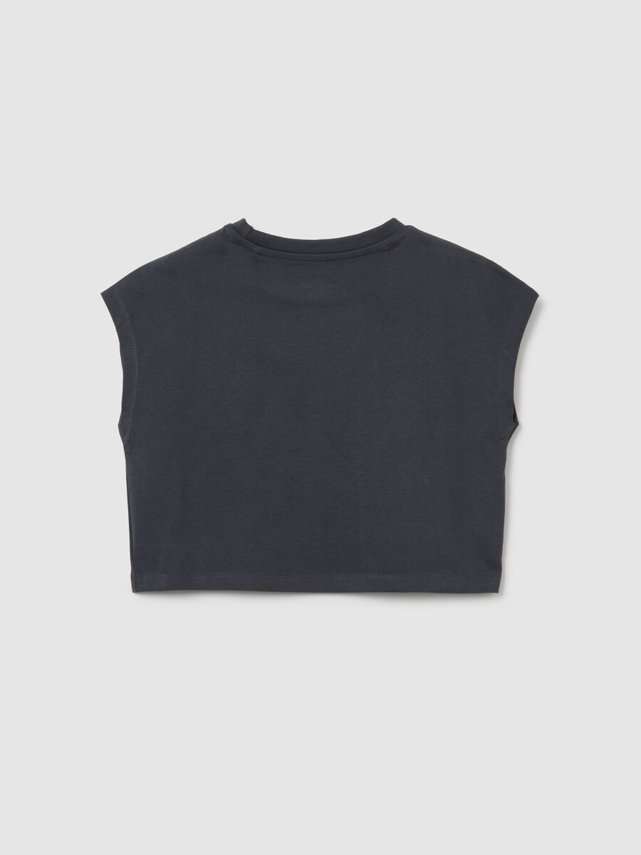 T-shirt da ragazza in puro cotone nero fitted con stampa cuore_4