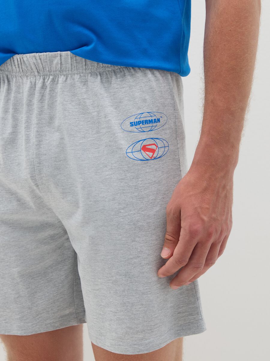 Men's Blue Pure Cotton Superman Graphic Pyjama Set_2