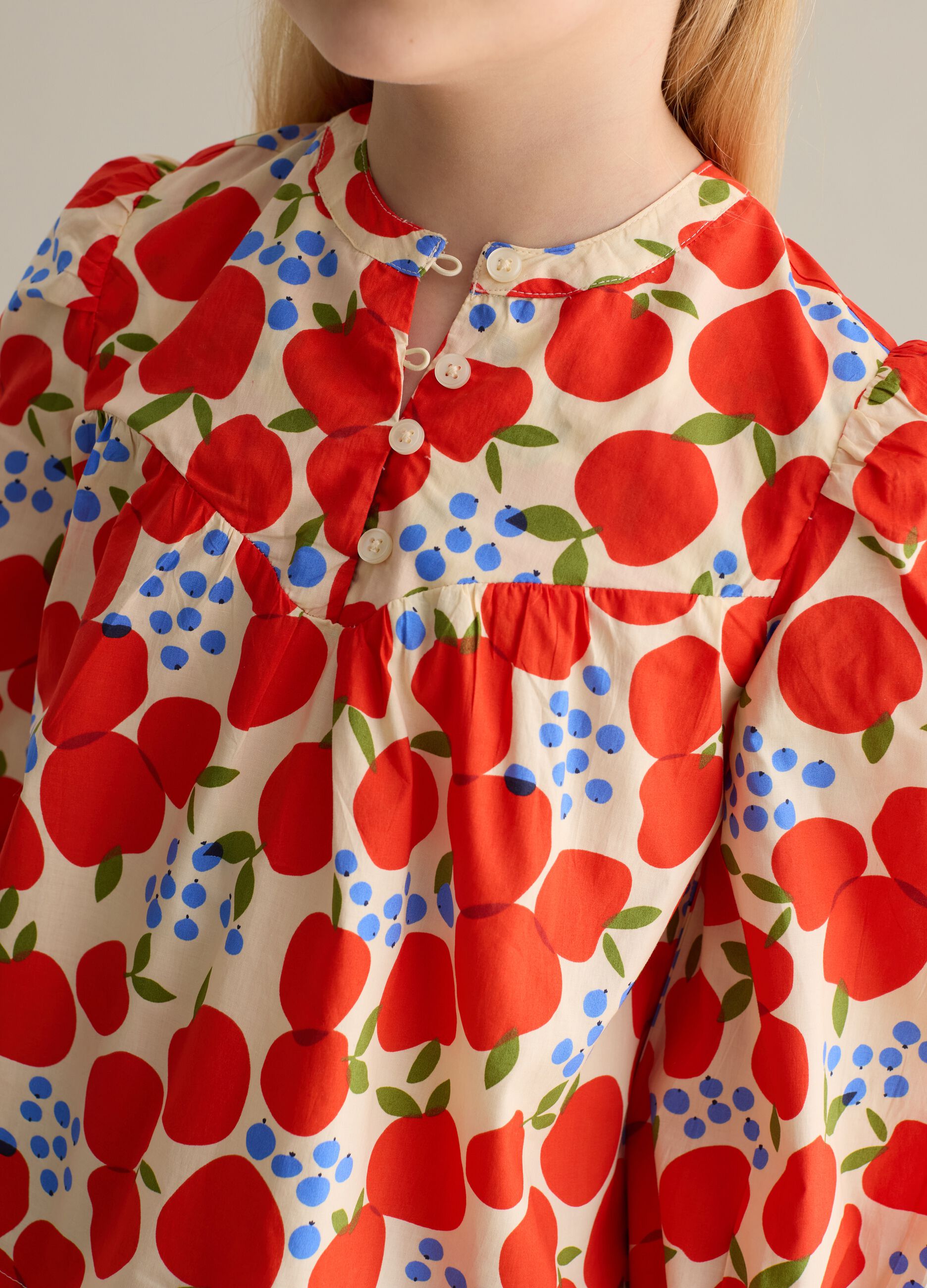Cotton blouse with fruit print