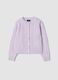 Purple cable-knit wool-blend cardigan with buttons, regular fit_0