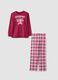 Purple crew-neck pyjamas in pure organic cotton_0