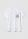 White pure cotton T-shirt with chest print, regular fit_4