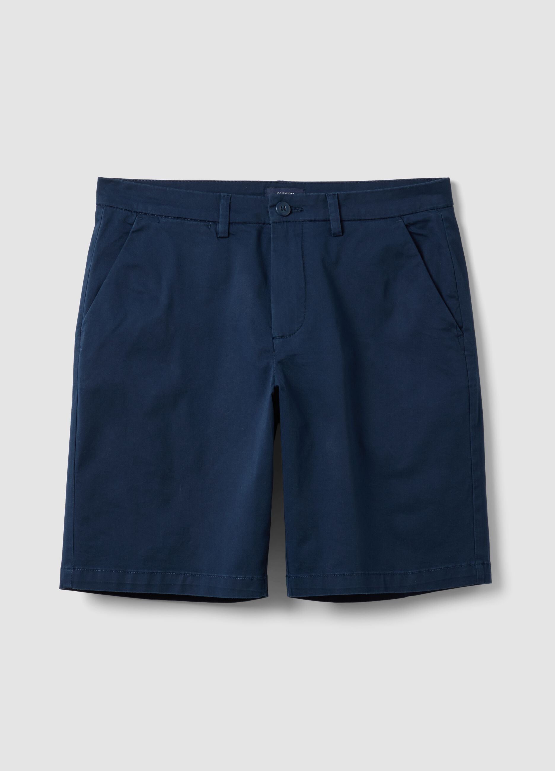 Bermuda chino blu in cotone elasticizzato