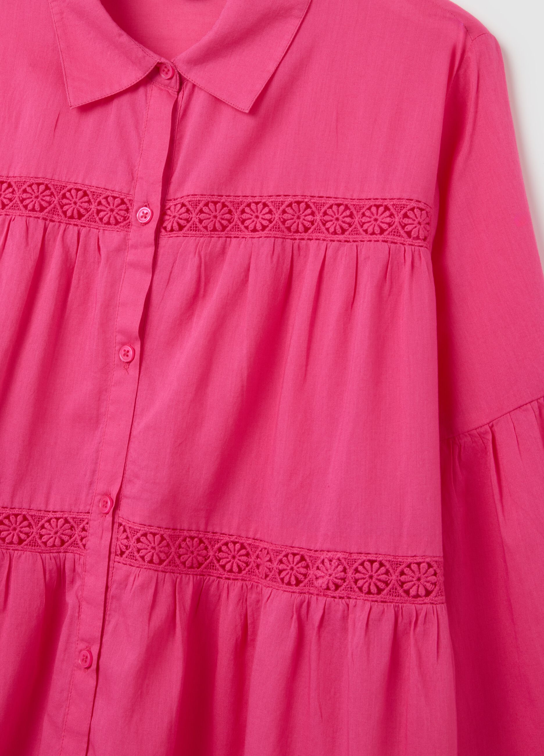 Loose-fitting pink women's shirt in pure cotton