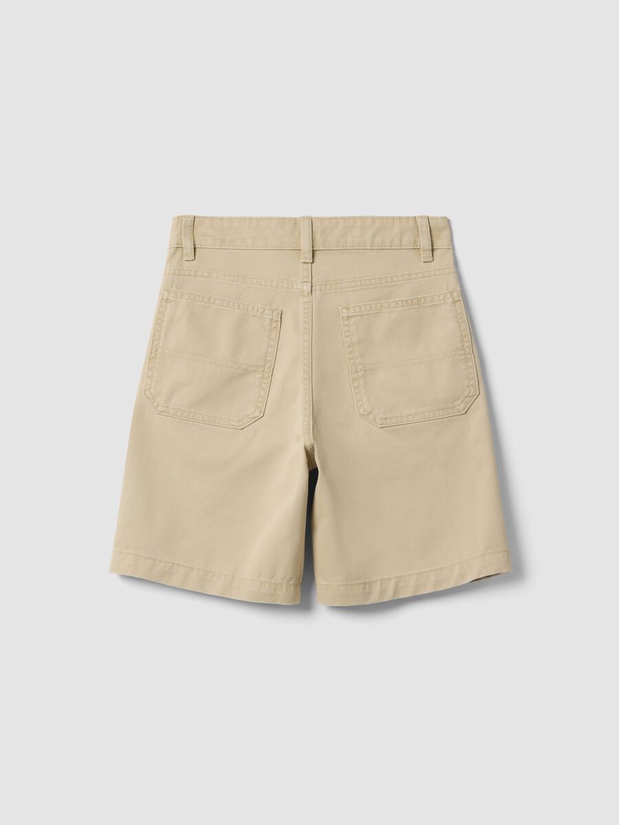 Shorts in puro cotone beige da ragazzo comfort fit_1