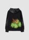 Black cotton-blend hooded sweatshirt with graffiti print, regular fit_1