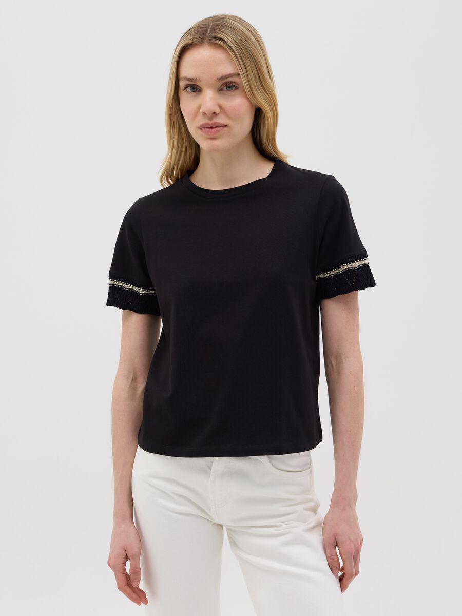 Black T-shirt with decorative details by Ovs_0